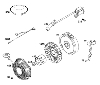 Flywheel, Ignition, And Starter Group Diagram and Parts List for 106232-0268-H1 100000 - 19Z999 Briggs and Stratton Engine